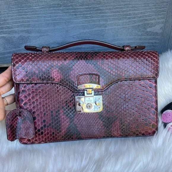 Rare GUCCI Python Small Lady Lock Clutch - Picture 6 of 17
